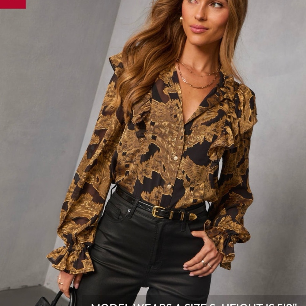 Statement Ruffle Blouse | Date Night | Boss Babe Edge | NWT”